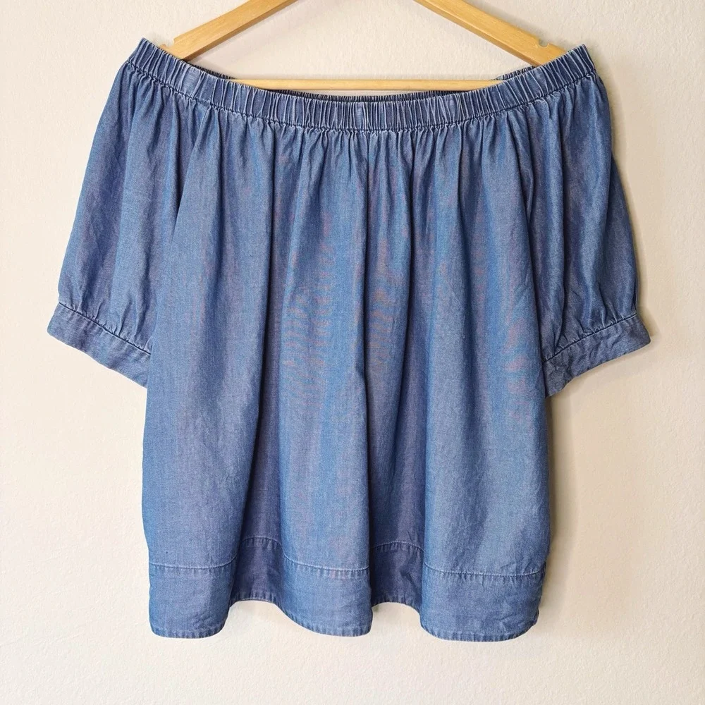 Kate‎ Spade Chambray Off The Shoulder Top, Small, Broome Street denim blouse